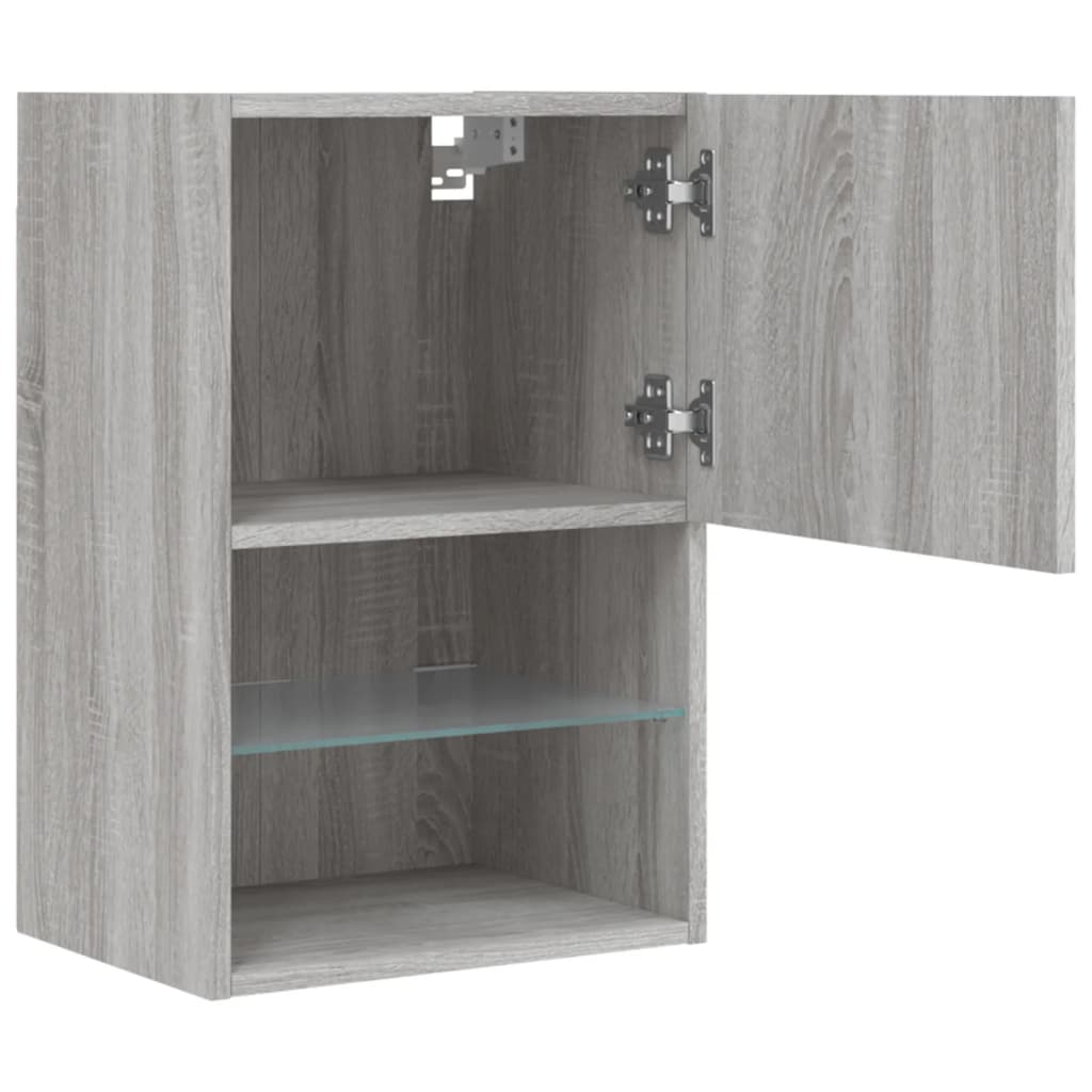TV-Schrank mit LED-Leuchten Grau Sonoma 40,5x30x60 cm
